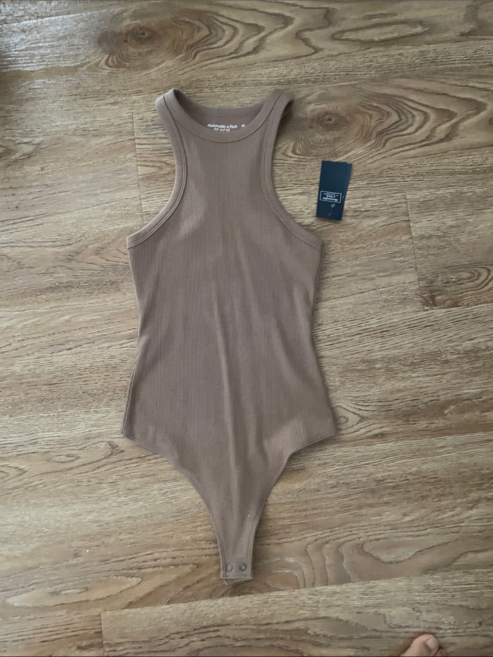 Abercrombie & Fitch Ribbed Taupe Bodysuit